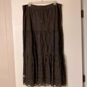 Krazy Kat  chiffon and lace brown skirt XL